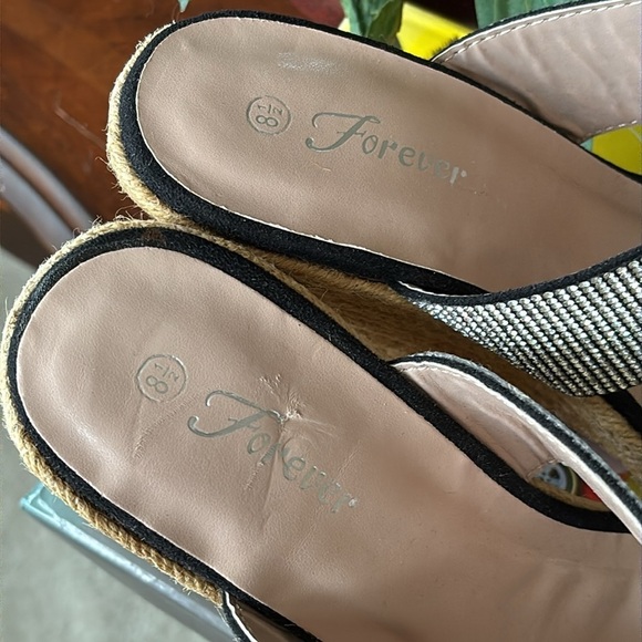 Brand New Black & Silver Crystal Rhinestone Wedge Sandals Sparkly Sexy 4.5” Heel - Picture 6 of 16